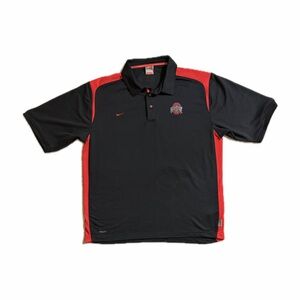 Vintage 2000s Nike Ohio State Buckeyes Black and Red Men's Polo — Size Large